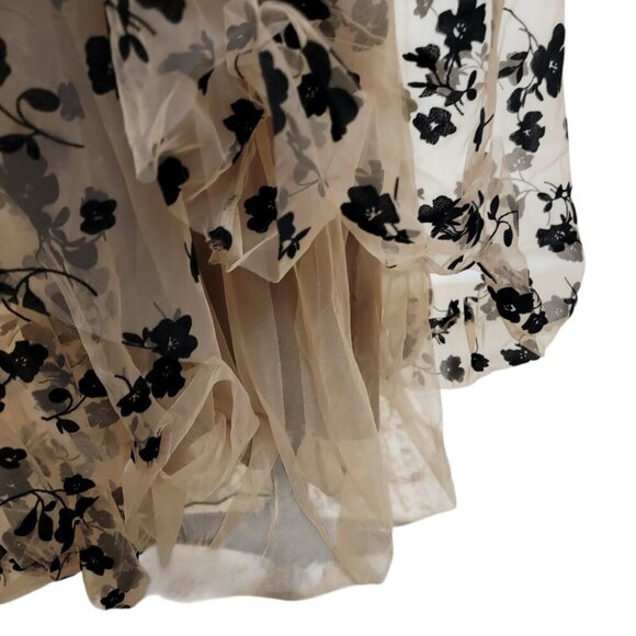 Chicwish Caramel 3D Posy Tulle Skirt – Embroidered Mesh Midi | Size S/M - Picture 6 of 10